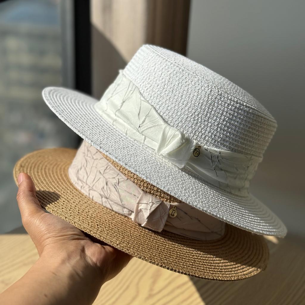 Flat Top Straw Top Hat Women Summer Travel Straw Hat Seaside Vacation Beach Hat