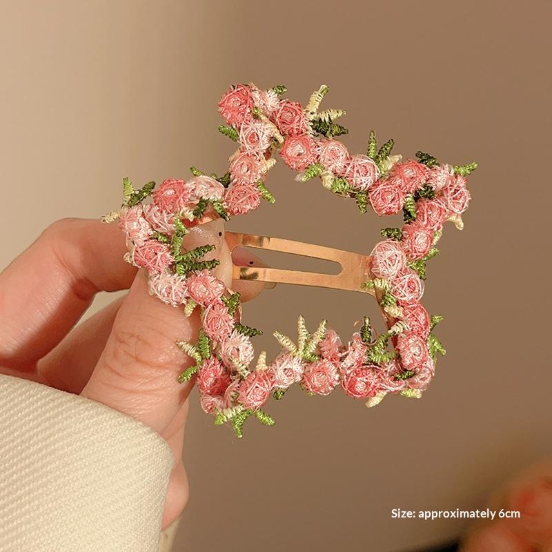Sweet Pink Heart Star Flower Geometric Hair Clip for Girls Perfect Women Accessory