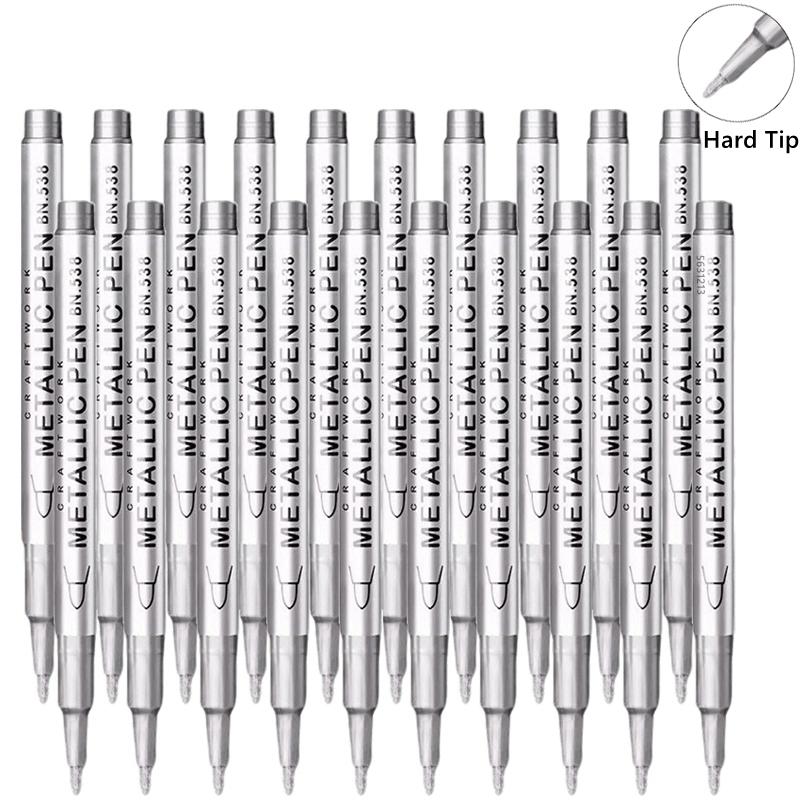 1/10/50Pcs Art Writing Gold Silver White Metallic Paint Pen Set Brush Tip Marker Pen Acrylic Paint Markers Stationery Supplies