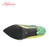 Fashion Aphixta Snake Prints Leather Pumps Women Shoes 10cm stiletto Heels Pointed Toe Office Party Dress Shoes Woman Big Size 42