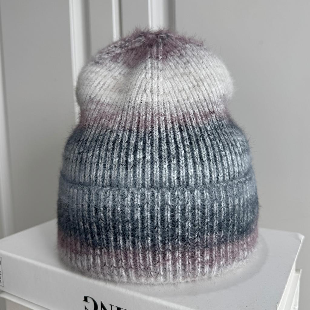 Multi-color Gradual Change Knitted Hat Winter Outdoor Warm Personality Color Trend Versatile Ear Protector Cold Hat Men and Women