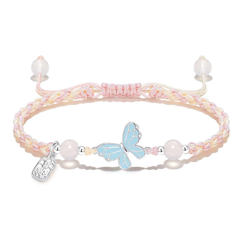Barbie hand rope Happy little butterfly, small fresh blue luminous butterfly, niche design transfer beads, new Chinese style forest style Ba2506181 синий