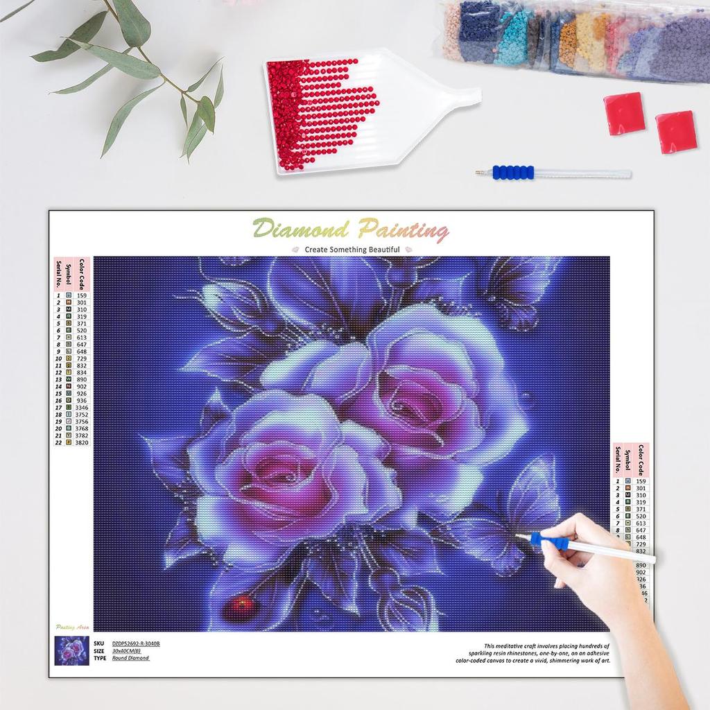 5D Diamond Painting Full Round Flowers Embroidery Home Decoration Mosaic Cross Stitch Handmade Gift 30x40cm/12x16inch