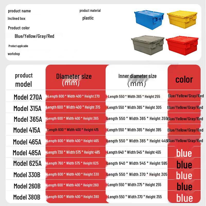 Industrial Nestable Plastic Storage Box with Lid