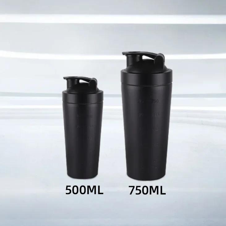 500/750ml Stainless Steel Protein Powder Shaker Bottle Leak Proof Water Bottle for Gym Fitness Sport Whey Shakes Cup