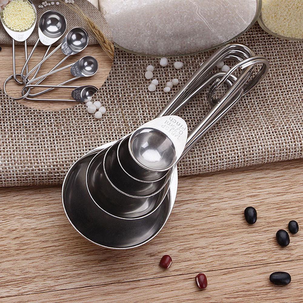 5 Peças Colheres Medidoras de Aço Inoxidável para Assar, Copos Medidores para Cozinhar, Colheres de Chá, Utensílio