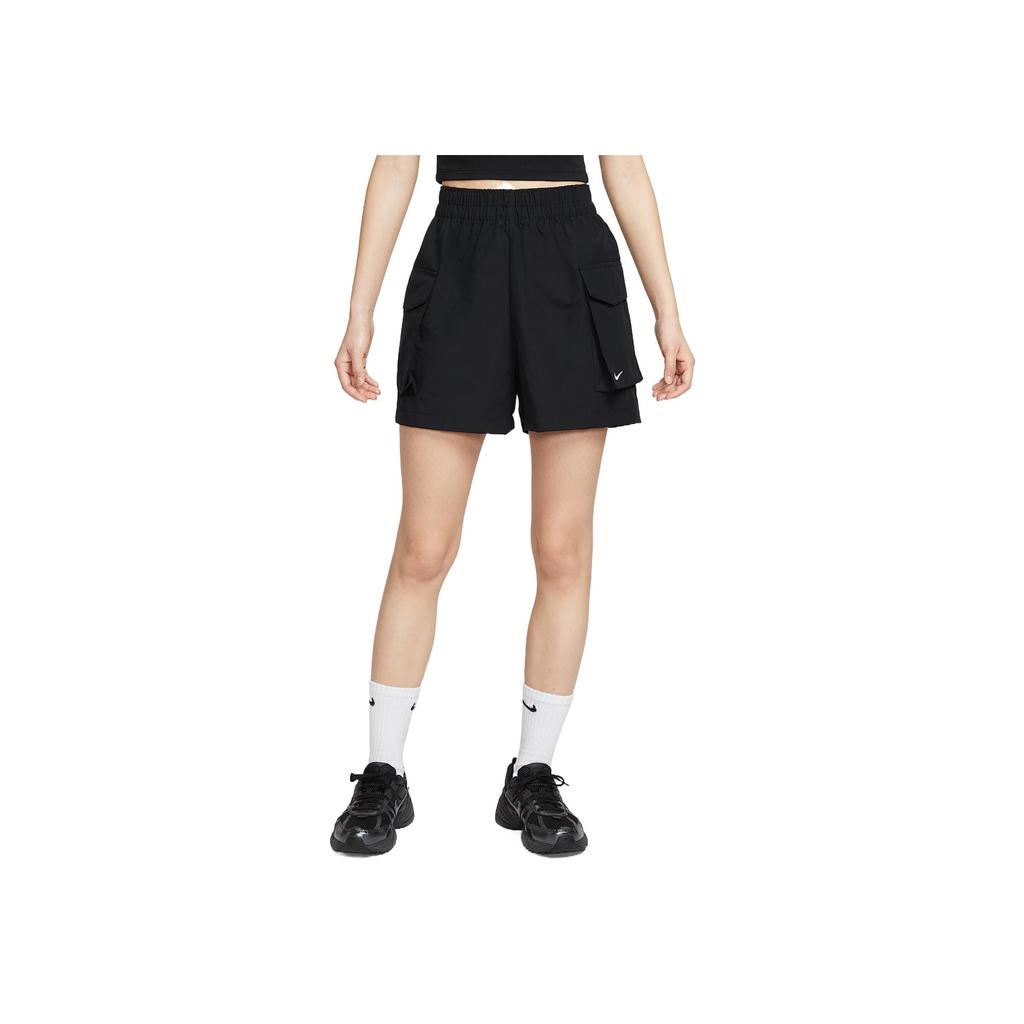 Nike Sportswear Essentials Comfortable Fashion Casual Versatile Solid Color Cargo Shorts Women Shorts Black White HM6983-010