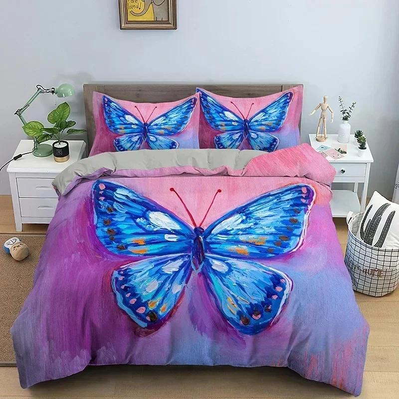 

Comforter Butterfly Floral Beautiful Flower Bedding Set 3D Printed Suitable For Bedroom Kids Home Textile Comforter (quilt)-EU Single(135*200cm)3pcs