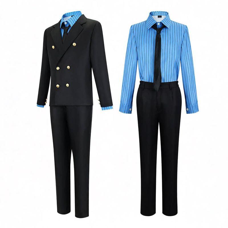 One Piece Cosplay Costume Sanji Yellow and Blue Suit Men's Cosplay Outfit Anime Cosplay Clothing