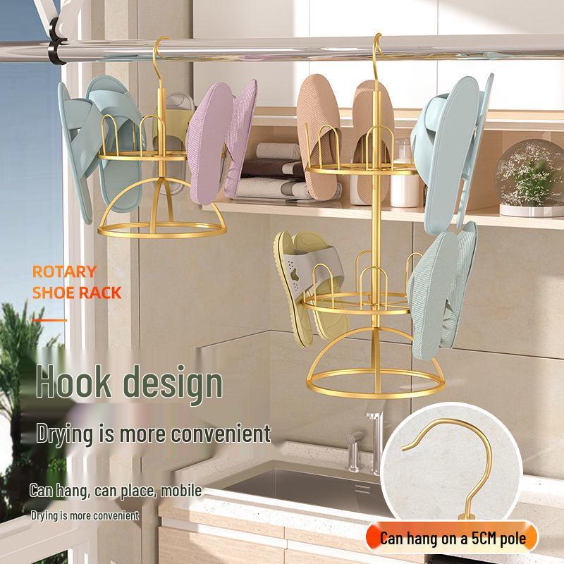Rotating Wrought Iron Outdoor Sandal & Shoe Drying Rack with Stand