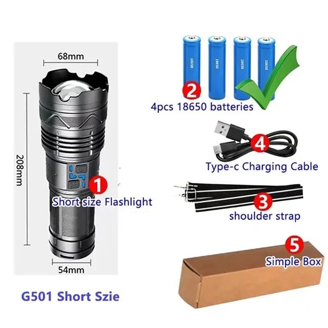 High Power LED Flashlights Rechargeable LED Torch 5000M Ultra Powerful Flashlight Telescopic Zoom Led Outdoor Tactical Lantern
