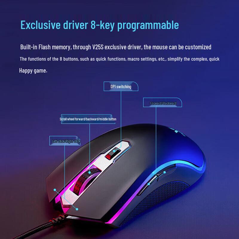 Rapoo V25S RGB Wired Gaming Mouse