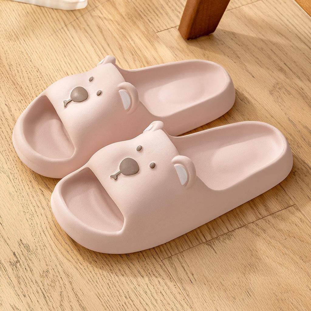 Cute Bear Women Home slippers Thick Bottom Soft Beach Slides Fashion Comfortable Non-slip Slippers Cartoon Lightweight Men Bathroom Slippers