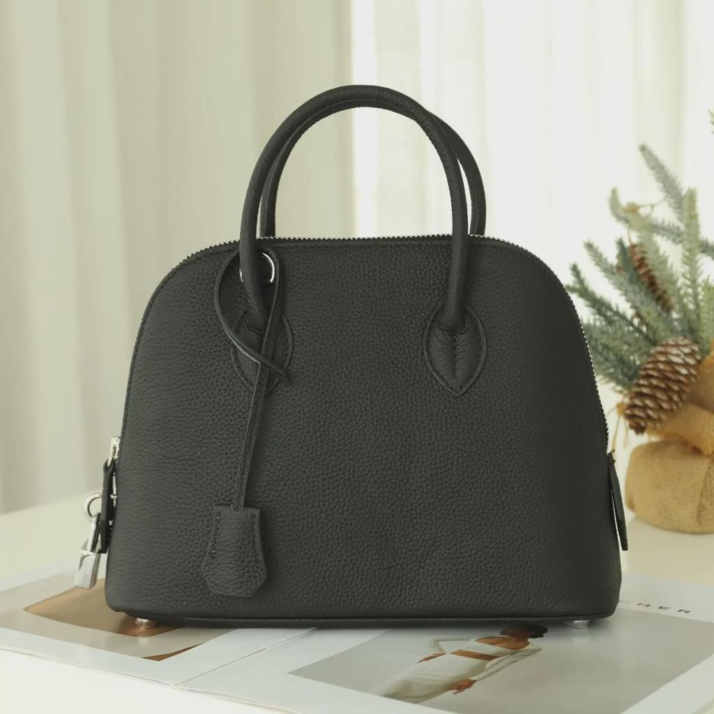 Classic Cowhide Bowling Handbag 2025 - Simple, Versatile Shell Messenger Bag