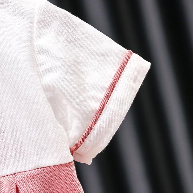 Newborn Baby Girl Embroidered Hanfu Romper - Cute Chinese Style Short Sleeve Summer Bodysuit for Outings