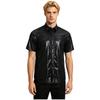 Men Waterproof Shirt Top Short Sleeve Front Button Lapel Wet Look T-shirt Clubwear Beachwear