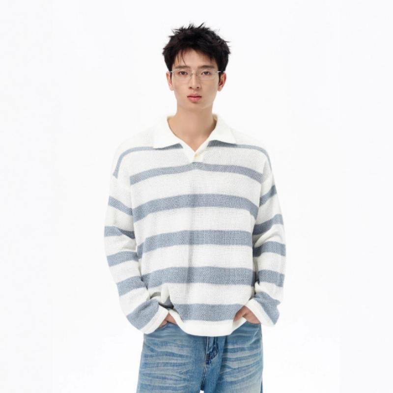 Contrasting Seagull Collar Pullover Sweater In Autumn and Winter New Men's High-end Casual Knitted Top