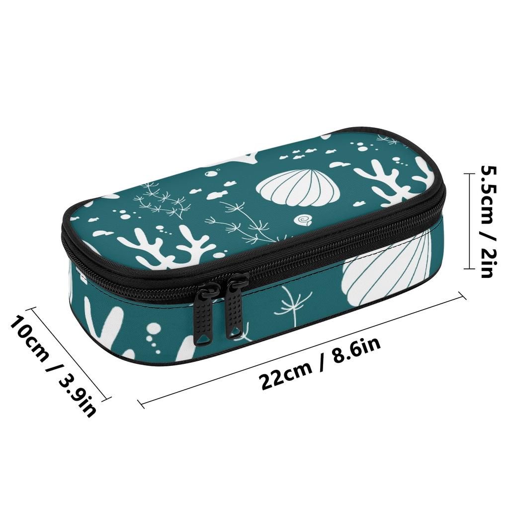 Pencil Pouch Organized Storage Secure Zipper Closure 300D Polyester with Main Compartment Mesh Pocket and Pen Slots for Students