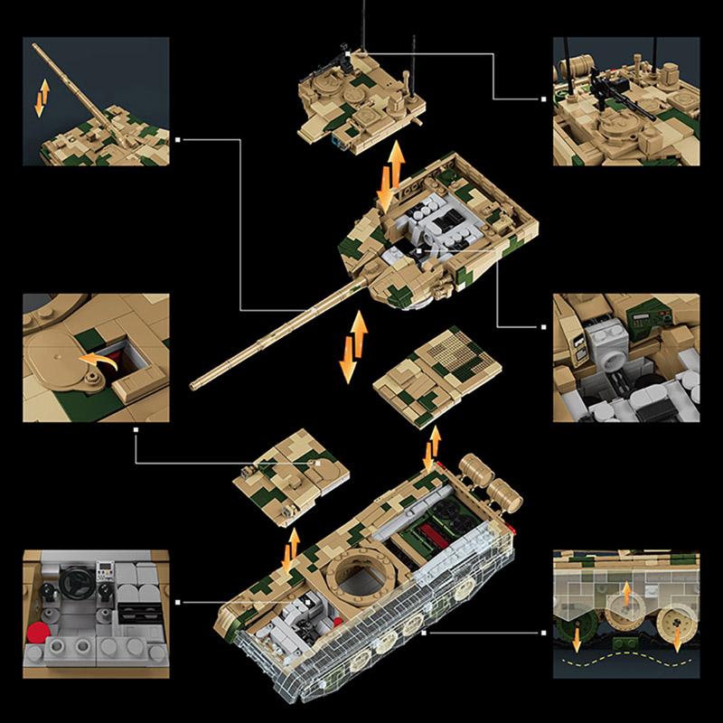 Military Series 1916pcs Type 99B Main Battle Tank Building Block Bricks Set MOC Assembly Tank Model Toys For Children Boys Gifts