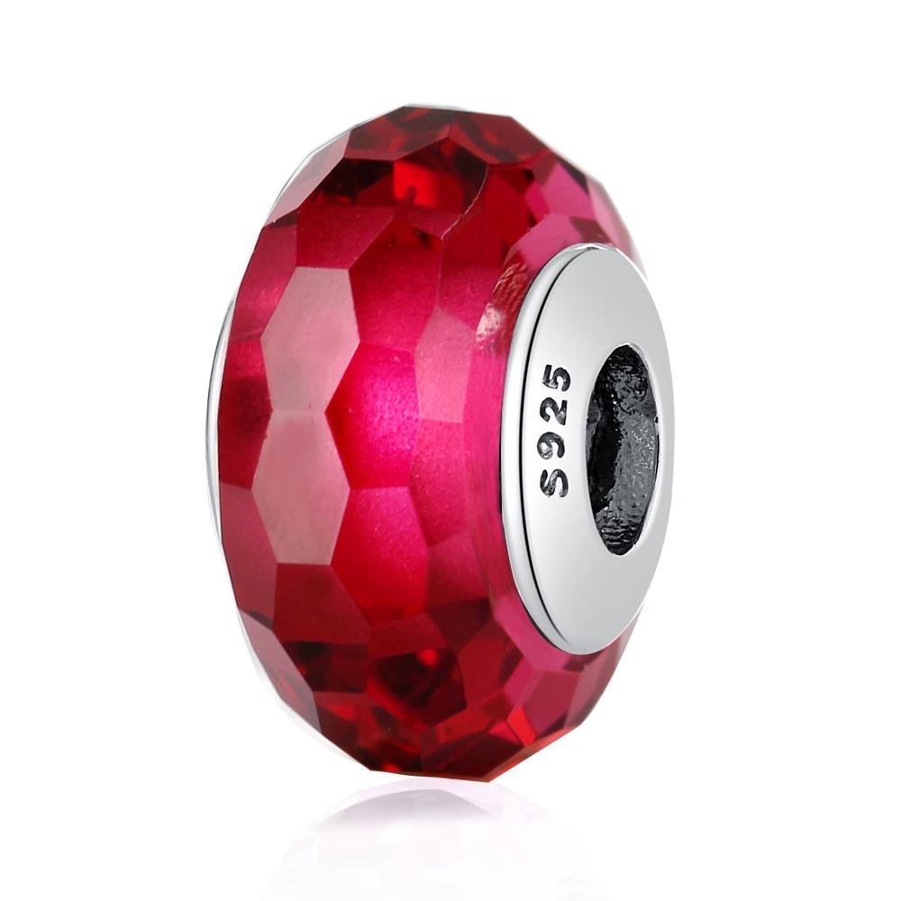 Authentic 925 Sterling Silver Bead Teal Faceted Lampwork Murano Glass Beads Fit Fashion Bracelet Bangle Women DIY Jewelry