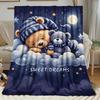 Teddy Bear Star Cloud Flannel Blanket Soft Polyester All Season for Home Camping Travel, Birthday & Anniversary Gift