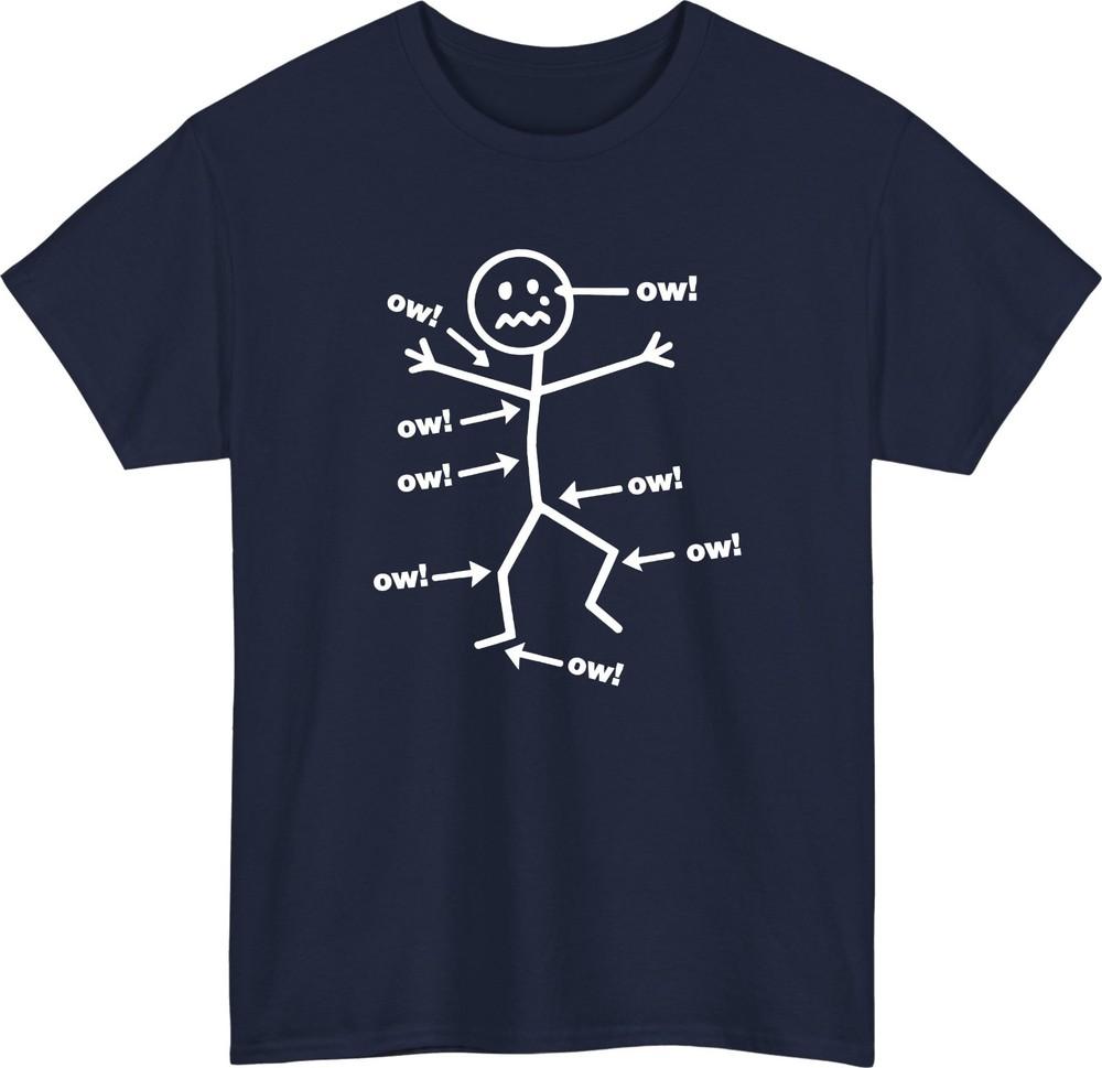 Funny Ow Stick Figure TShirt Pain Humor Graphic Tee Sarcastic Meme Shirt S