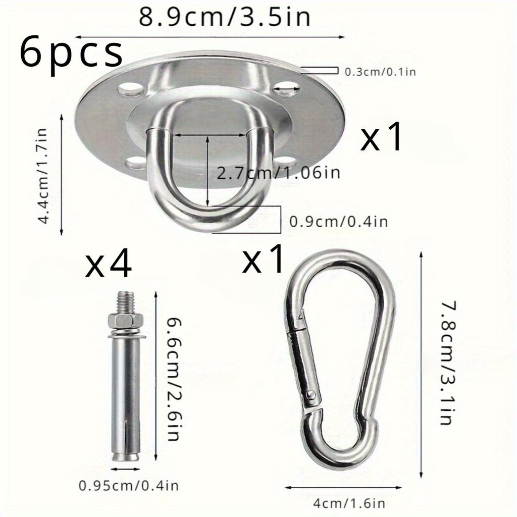 6pcs Rotate Heavy Duty Hooks for Hanging Swivel Hammock Hooks Swing Hook for Ceiling Wooden Porch, Gym Yoga Suspension Hooks Swing Kit