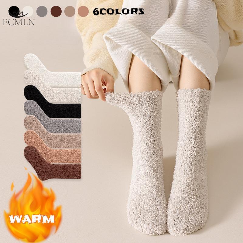 Coral Fleece Socks Autumn and Winter Women's Mid-calf Socks Non-shedding Fleece-lined Warm Sleep Socks Floor Socks
