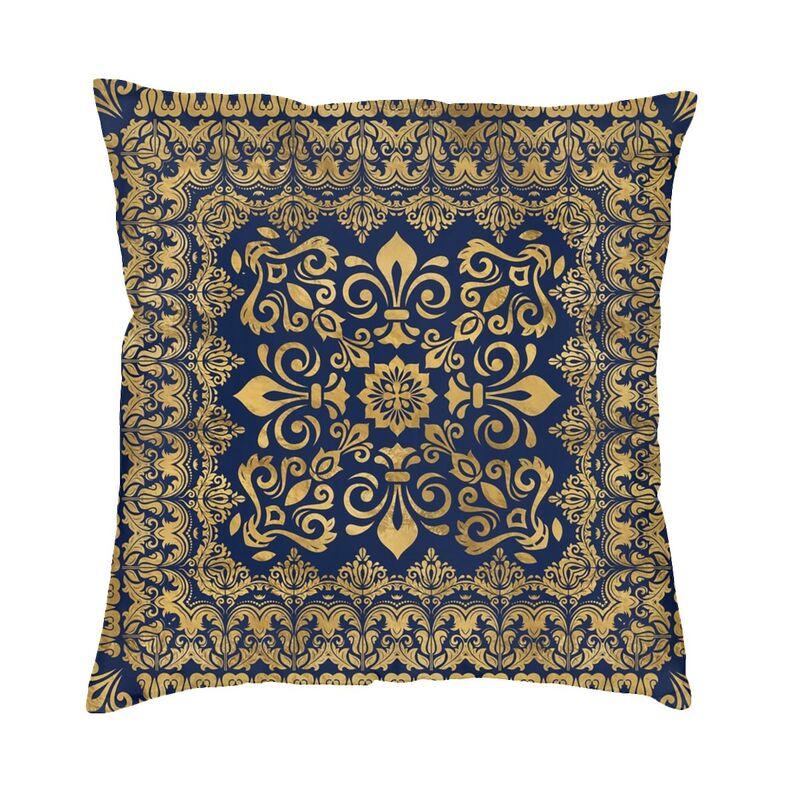 Golden Baroque Elegance Style Square Pillowcover Home Decorative Cushion Cover Throw Pillow for Car Doublesided Printing