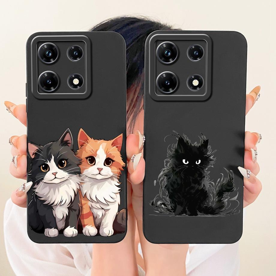 Cartoon Cat Painting Phone Case For Infinix Note 30 Pro 30i Note30 VIP Back Cover Soft Matte Silicone Daisy Flower Bow Fundas