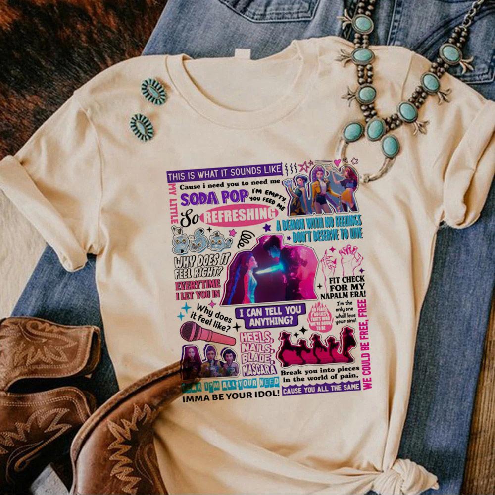 Huntrix Dívčí Kpop Lovci démonů Oboustranné tričko Tričko v anime stylu s Rumi Mira Zoey Dívčí skupina Magická bojovnice Fanouškovská trička