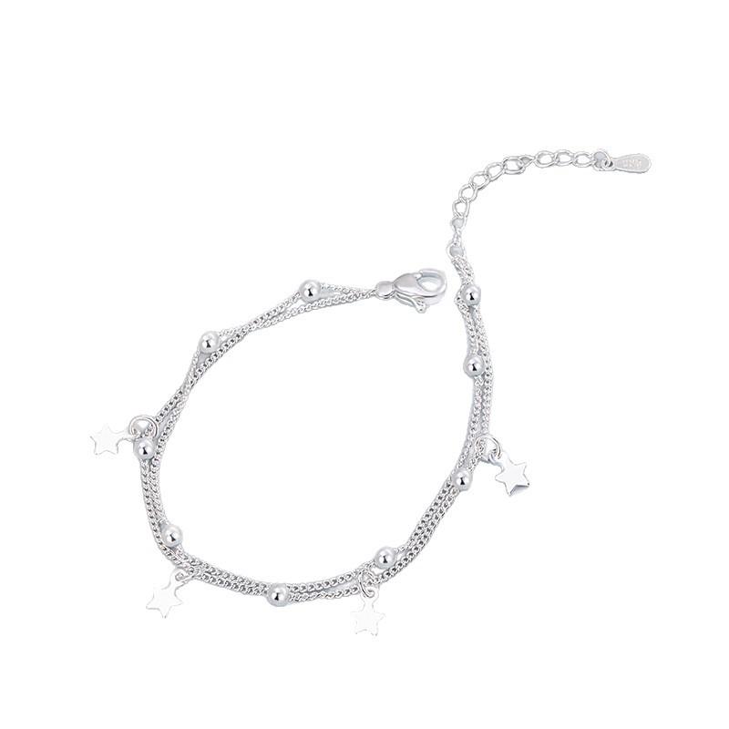 925 Silver Double-layer Star Charm Bracelet For Woman Man Luxury Wedding Engagement Fashion Charm Party Jewelry