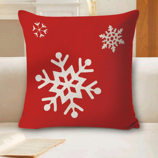 45x45CM Vánoční povlak na polštář Veselé Vánoce Vločka Nápis Potisk Dekorační čtvercový povlak na polštář na pohovku do ložnice