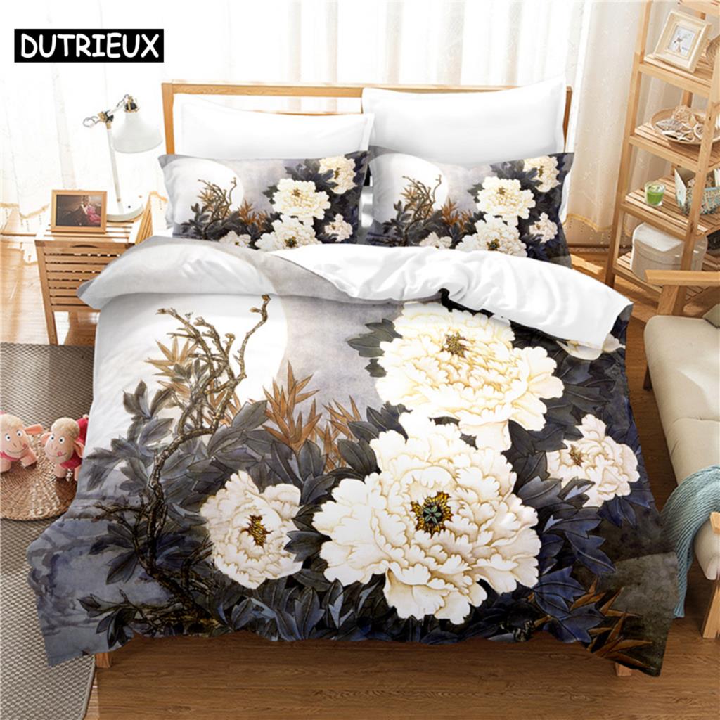 Elegant Flowers Bedding Set Duvet Cover Set 3d Bedding Digital Printing Bed Linen Queen Size Bedding Set Fashion Design