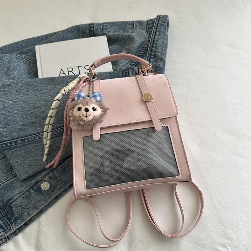 Pu Double Shoulder Bag For Women With Large Capacity And Clear Handheld Design For Daily Use