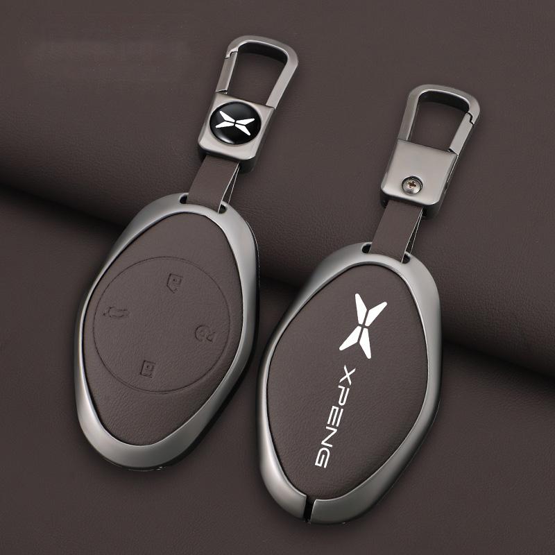 Premium Grade Automotive Alloy Genuine Leather Auto Key Fob Cover Case Fit For Xiaopeng Xpeng P7 P7I P5 G3 G3I G9 G6 22-23 Key Fob Automotive