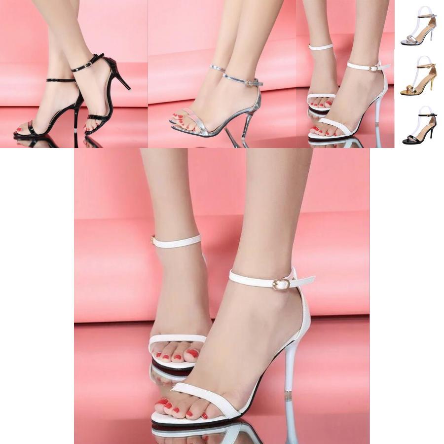 Stylish Women's One Word Ankle Buckle Sandals Featuring Sleek Stiletto Heels