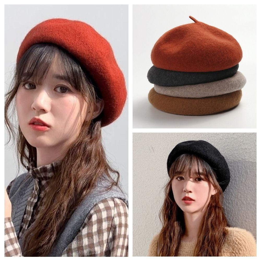 Plush Women Wool Berets Cloud Artist Hat Vintage Painter Caps Ladies