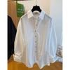 2026 Korean Artistic Solid Color Irregular Loose Plus Size Long Sleeve Shirt for Women