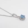 [Your and My Jewelry Box] Blue Topaz Necklace Pendant, SILVER925, 1.0 Carat, Luxurious CZ Surround Pendant [November Birthstone] [Gift Wrapped]