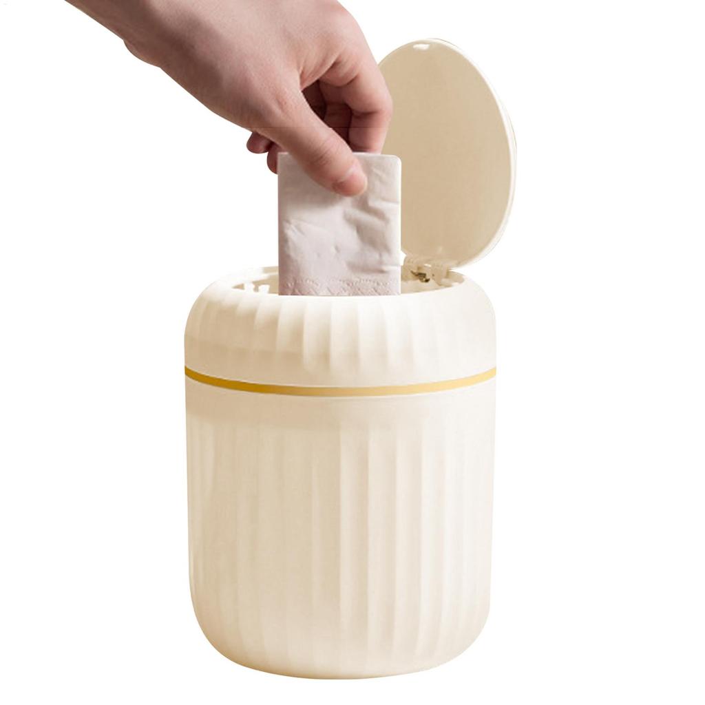 Countertop Trash Can Canteen Counter Press Garbage Bin Creative Light Luxury Tabletop Trash Can Wastebasket with Lid for Desk