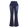 Plus Size High Stretchy Ripped Flared Jeans Zipper Fly Floor Length Casual Solid Color Daily Fashion Street Pants