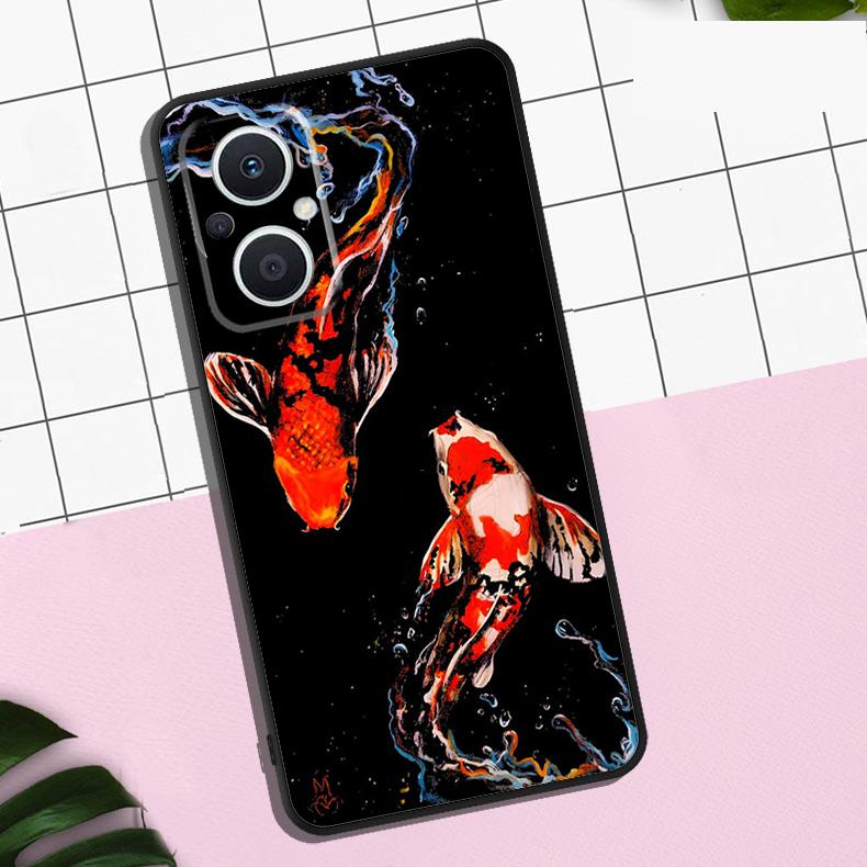 Koi Fish Carp Case For OPPO Reno 11 12 13 F 8T 7 8 10 Pro OPPO Find X8 Pro X3 X6 Pro X5 Lite Cover Coque