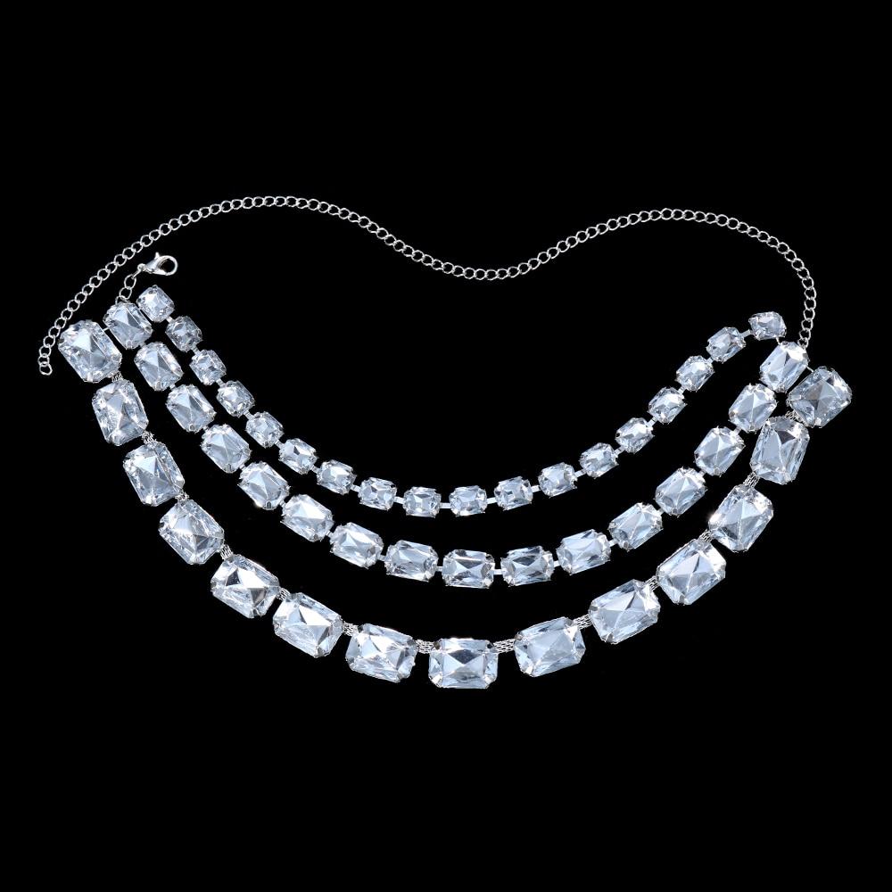 Stonefans Exaggerated Multi Layer Big Crystal Choker Necklaces Jewelry for Party Shiny Square Rhinestone Chain Necklace