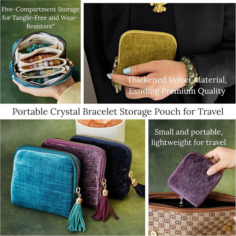 Portable Multi-layer Tassel Jewelry Storage Bag Travel Jade Bracelet Large-capacity Zipper Jewelry Packaging Bag Organizer