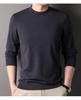 Romon Men's Wool Blend Crew Neck Sweater - Pure Color Long Sleeve Knitwear for Spring & Autumn