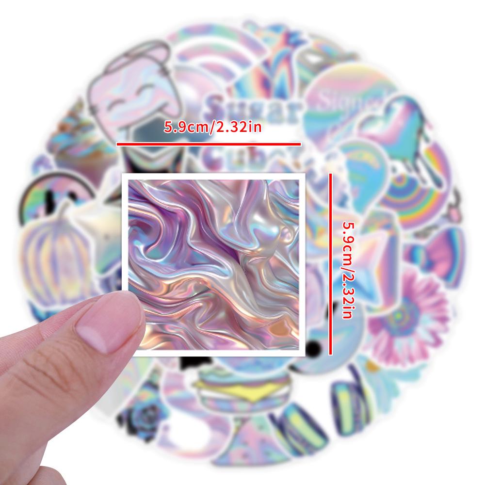 Iridescent Graffiti Stickers Set - 55 Sheets for Scooters, Luggage, Water Cups, and More