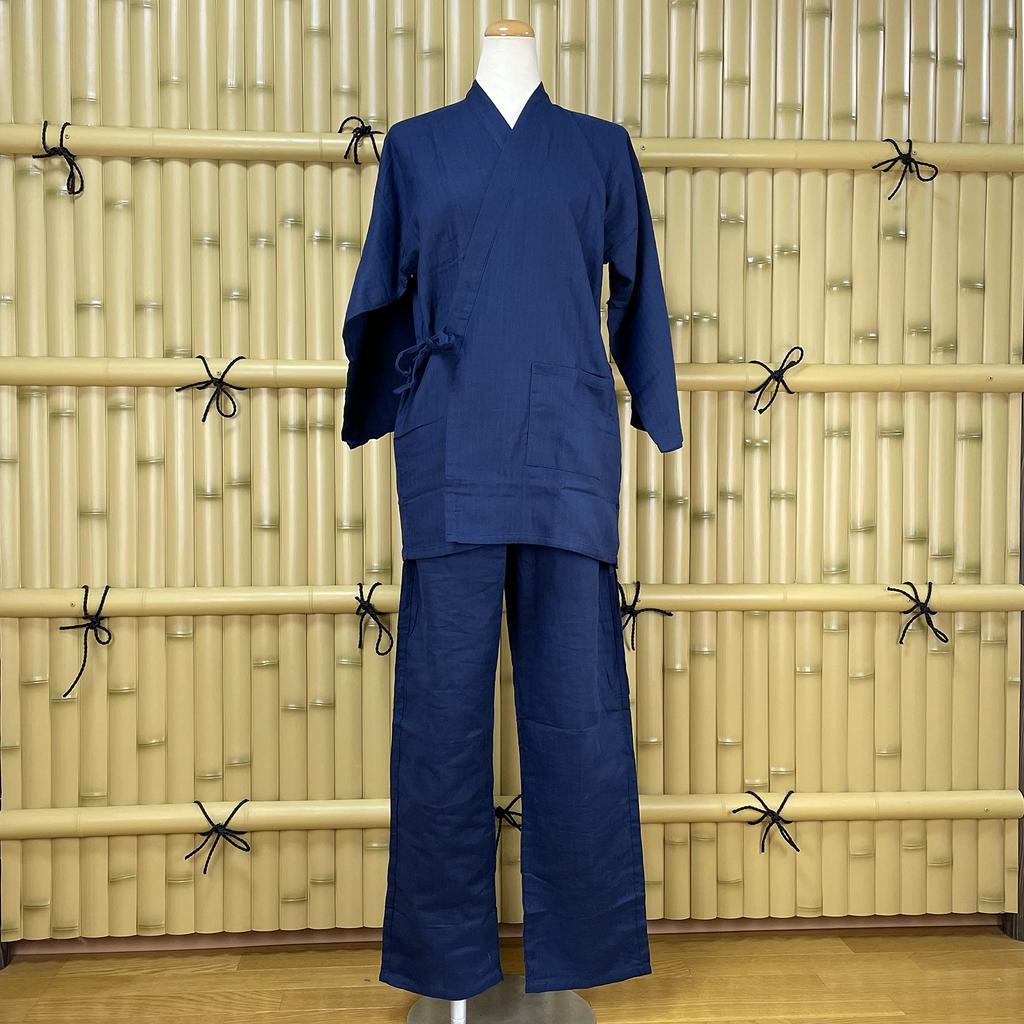 [momoten] 100% Cotton Soft Samue Pajamas for Men and Women, Blue, Size L