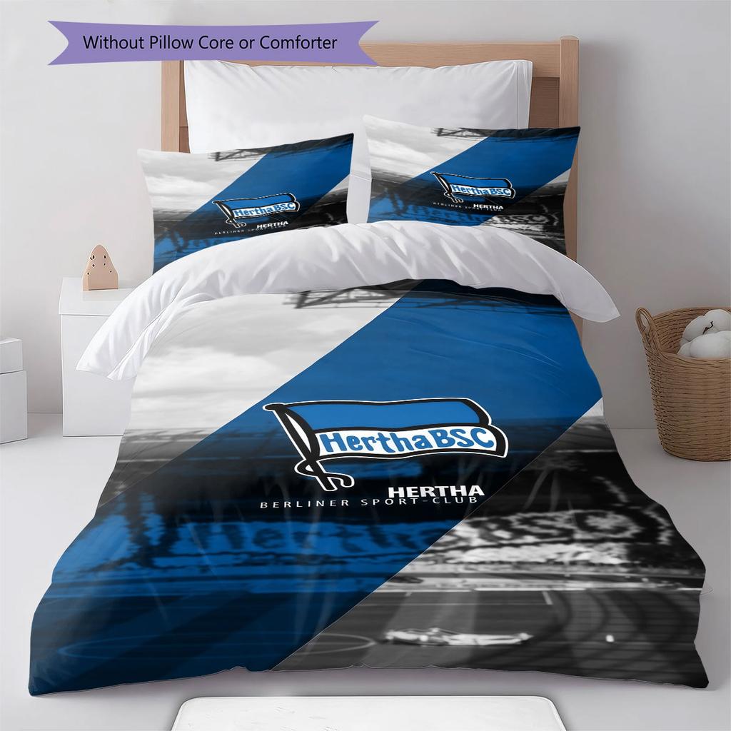 Hertha BSC Pattern Bedding,Quilt Set Quilt Cover Pillowcase Home Birthday Gift(1 * Duvet Cover + 2 * Pillowcase, Without Core)
