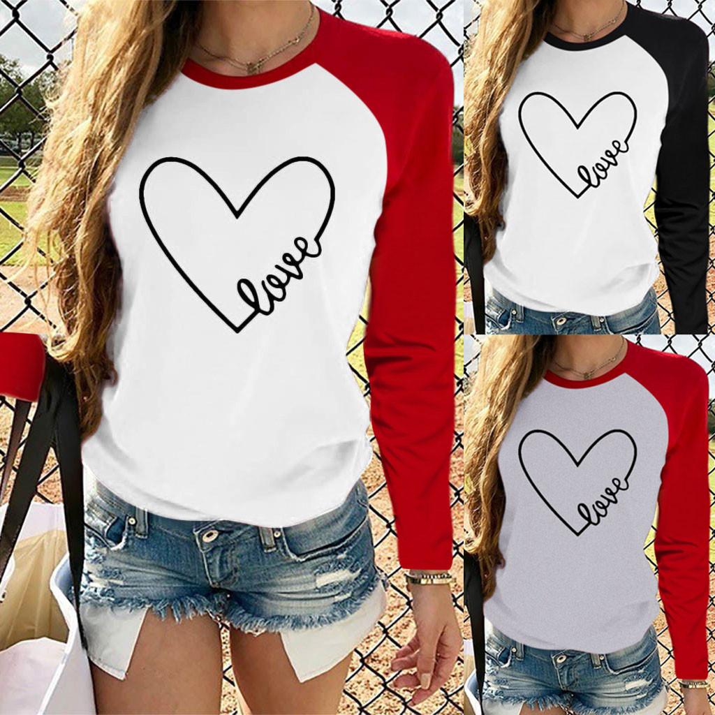 

Women Valentine s Day Casual Long Sleeve Heart-shaped Top